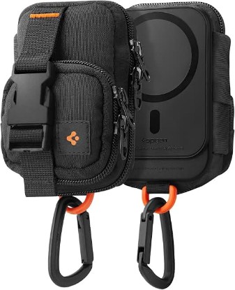 Picture of Spigen for MagSafe Wallet Magnetic Pouch Organizer, Snap Zip MagFit | EDC SSD Card Storage Wallet Belt Backpack Clip For iPhone 17/16/15/14/13/12, Pixel 11/10 Series & More - Black