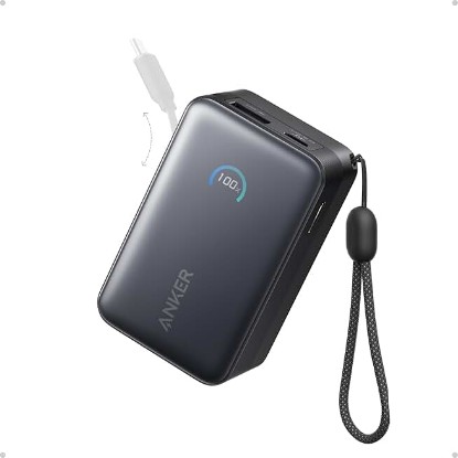 Picture of Anker Nano Power Bank, 45W 10,000mAh Portable Charger, iPhone Battery Pack | Built-In Retractable USB-C Cable, for iPhone 17 / 16 Series, iPad, Galaxy, Pixel, and More, Compact Travel Design ClimatePartner certified
