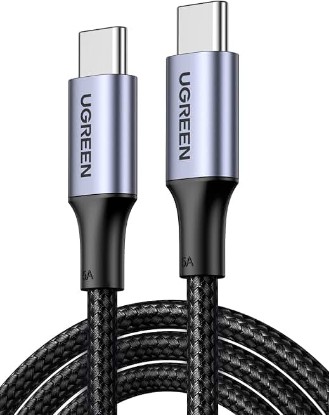 Picture of UGREEN 100W USB C to USB C Cable, Fast Charging, 2-Pack, 6.6ft, Black | For iPhone 17/16/15, MacBook Pro/Air, iPad Pro/Air/Mini, Galaxy S26/S25/S24, XPS, Pixel, Switch. Built-in E-marker chip ClimatePartner certified