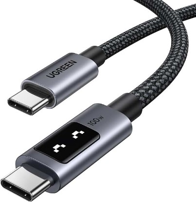 Picture of UGREEN Uno USB C Cable 100W with LED Display, Fast Charging, 6.6ft, Black | For iPhone 17/16/15, MacBook Pro/Air, iPad Pro/Air/Mini, Galaxy S26/S25/S24, Dell XPS, Pixel, Switch, and more ClimatePartner certified