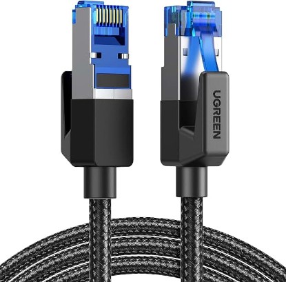 Picture of UGREEN Cat 8 Ethernet Cable 6FT, High Speed Braided 40Gbps 2000Mhz Network Cord Cat8 RJ45 Shielded Indoor Heavy Duty LAN Cables Compatible with Gaming PC PS5 PS4 PS3 Xbox Modem Router 6FT
