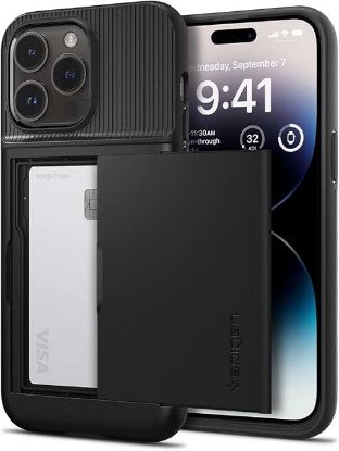 Picture of Spigen Slim Armor CS Designed for iPhone 14 Pro Case (2022) [Military-Grade Protection] - Black | Colour: black
