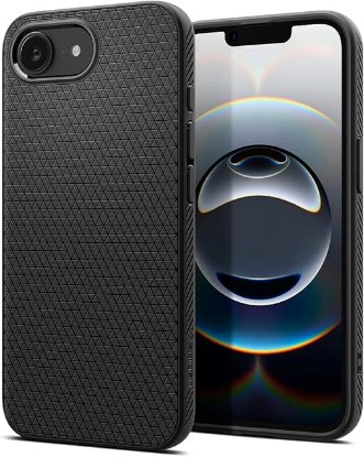 Picture of Spigen Liquid Air for iPhone 17e/16e Case, Matte Black | Non-slip grip, Air Cushion Technology, Military-Grade Drop Protection, Wireless Charging, Screen Protector Compatible