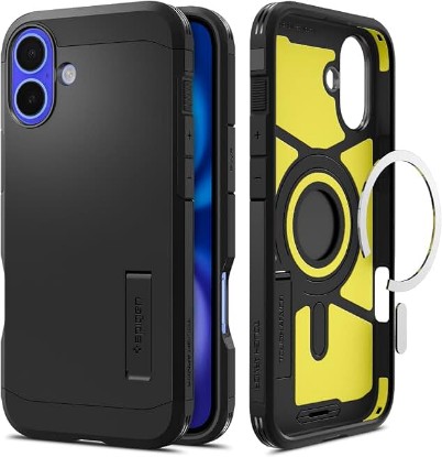 Picture of Spigen for iPhone 16 Case, Tough Armor (Ai) MagFit [Compatible with Magsafe] [Kickstand] [Military-Grade Protection] - Black