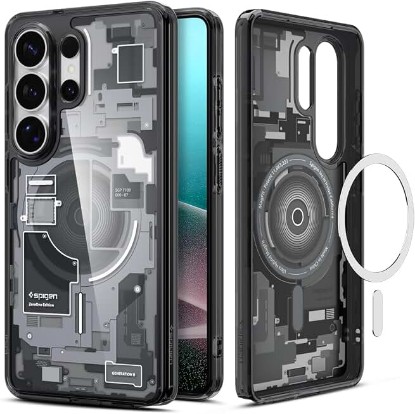 Picture of Spigen for Galaxy S26 Ultra Case, Ultra Hybrid MagFit [Anti-Yellowing] [Compatible with MagSafe] [Fast Wireless Charging] - Zero One Black ClimatePartner certified