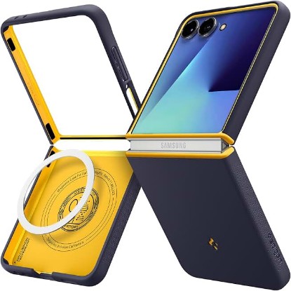 Picture of Spigen for Galaxy Z Flip 7 Case, Nano Pop MagFit [Fast Wireless Charging/Magnet for Galaxy] - Blueberry Navy
