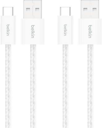 Picture of Belkin USB A to USB C 15W Braided Cable 2 Pack, 3.3ft iPhone Charger Cord | iPhone 15/16/17, Samsung Galaxy S26, Pixel 10, Airpods, iPad, Nintendo Switch 2, Steam Deck, Travel, Carplay, Car Charger ClimatePartner certified