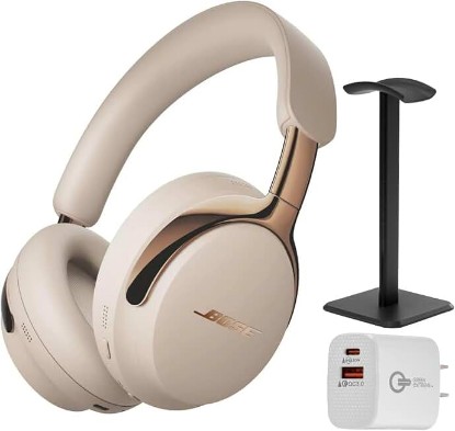 Picture of Bose (2nd Gen QuietComfort Ultra Bluetooth Headphones, Wireless Headphones with Spatial Audio, Over Ear Noise Cancelling with Mic, Up to 30 Hours of Play time + 20W Wall Charger (Driftwood Sand)