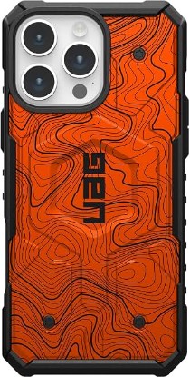 Picture of EGO TACTICAL UAG Urban Armor Gear case Compatible with MagSafe for iPhone 16 Pro [6.3" Screen] Limited Edition Printed in The USA - Blaze Orange Topography