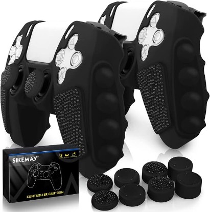 Picture of SIKEMAY Anti-Slip PS5 Controller Skin, Soft Thicken Non-Slip Studded Silicone Gel Grip Protective Cover Case for PlayStation 5 Controller Grip, 2 Pack with 8 x Thumb Grip Caps