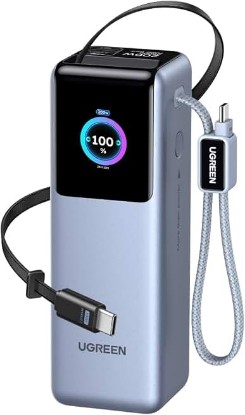 Picture of UGREEN Nexode Pro 25000mAh 200W Retractable Cables Power Bank for iPhone | Built-in retractable cables, TFT display, PD 3.1. 90Wh. Fast charges MacBook, Dell, HP, Samsung S26, iPhone 17/16.