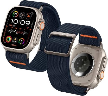 Picture of Spigen Lite Fit Ultra for Apple Watch Band, Lightweight Fabric Strap | For Apple Watch Ultra 3/2/1 49mm, Series 11/10 46mm, 9/8/7 45mm, SE3/SE2/SE/6/5/4 44mm, 3/2/1 42mm, Navy
