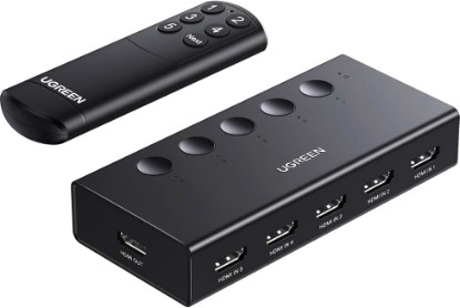 Picture of UGREEN HDMI Switch 5 in 1 Out, 4K@60Hz, with Remote, HDR, VRR, 3D, Black | HDCP 2.2, CEC, HDMI Splitter, Compatible with PS5/4, Xbox, Switch 2, Roku TV, Fire Stick, Laptop, Ideal for Gaming, Working
