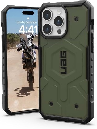 Picture of URBAN ARMOR GEAR UAG [Updated Ver] Compatible with iPhone 15 Pro Max Case 6.7" Pathfinder Olive Drab Built-in Magnet Compatible with MagSafe Charging Rugged Military Grade Dropproof Protective Cover