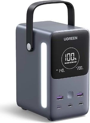 Picture of UGREEN 300W 48000mAh 300W 5-Port Power Bank for MacBook Pro & iPhone 17 Pro | Digital display, lighting & SOS mode. 153Wh 300W output. Perfect for laptop/phone