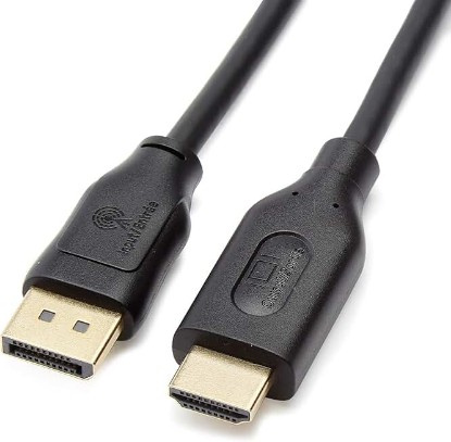 Picture of Amazon Basics DisplayPort to HDMI Display Cable, Uni-Directional, 4K@30Hz, 1920x1200, 1080p, Gold-Plated Video and Audio Plugs, 6 Foot, Black, 10-Pack