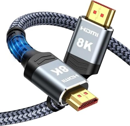 Picture of Highwings Long 8K Fiber Optic HDMI Cable 40 FT, 2.1 Unidirectional 48Gbps | High-Speed Heavy Duty HDMI Braided Cord 8K60Hz 4K120Hz HDR/eARC HDCP 2.2/3D Compatible for PS5 and DVD Player Global Recycled Standard
