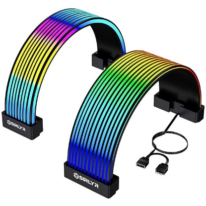 Picture of Sirlyr Black ARGB Sleeves for GPU/ATX Cables, 8Pin/12VHPWR & 24Pin | Flexible cover/manage GPU/ATX cables,hide wires,decorate PC case with ARGB lighting,5V 3Pin SYNC,includes SATA controller