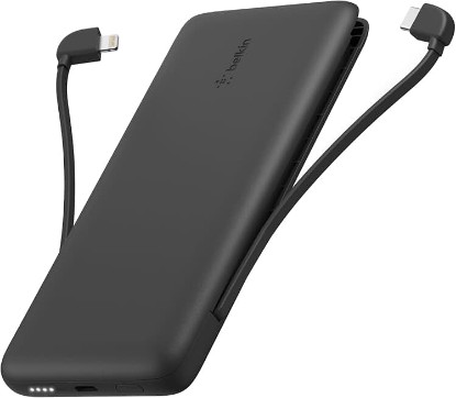 Picture of Belkin 10K 23W Portable Charger Power Bank, Integrated USB C and LTG Cables | Fast Charging, iPhone 17, Samsung Galaxy, Pixel, Airpods, iPad, Battery Pack, USB C Port, USB C Cable, Lightning Cable ClimatePartner certified