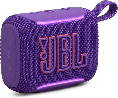 Picture of JBL Go 5 Portable Bluetooth Speaker, Waterproof and Dustproof - Purple | Dustproof Drop-Proof With up to 10 Hr Battery, Stereo Pairing, App Control For Pool, Beach, Outdoor Listening TUV Rheinland Recycled Material Verified