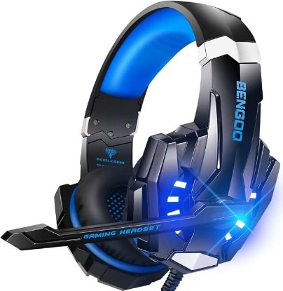 Picture of BENGOO G9000 Stereo Gaming Headset for PS4 PC Xbox One PS5 Controller, Noise Cancelling Over Ear Headphones with Mic, LED Light, 7.1 Surround Sound, Soft Memory Earmuffs for Nintendo Xbox Series X|S ClimeCo Certified