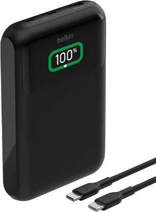 Picture of Belkin 20000mAh 65W 3-Port Power Bank for MacBook, iPhone, Switch 2 | Battery Pack, MacBook, Chromebook, iPhone 17, Samsung Galaxy, Nintendo Switch 2, USB C and USB A Ports
