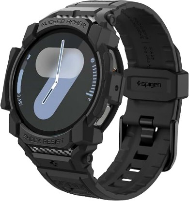 Picture of Spigen for Samsung Galaxy Watch 7 44mm Band with Case (2024) | Rugged Armor Pro Durable Protective TPU Shock Proof Scratch Resistant Cover Strap