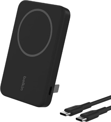Picture of Belkin 5000mAh 15W Qi2 MagSafe Power Bank with Kickstand | Wireless Charging Battery Pack, iPhone 17, Air, Pro, Pro Max, AirPods, Apple Watch, Google Pixel 10, Built-in Stand, Magnetic ClimatePartner certified