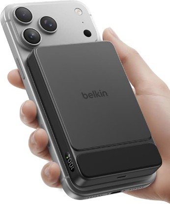 Picture of Belkin 10000mAh Qi2 25W Slim Portable Charger Power Bank with USB C Cable | Magnetic battery pack, iPhone 17, AirPods, Samsung Galaxy S25, Pixel 10, iPad, MacBook Air, travel charger