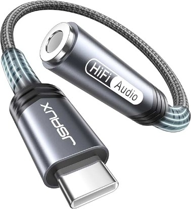 Picture of JSAUX USB C to 3.5mm AUX Audio Adapter for iPhone 17/15, Galaxy S25, Grey | Smart DAC gives clear 16Bit/48kHz audio; CTIA mic and volume controls for iPhone 17/16/15, for Galaxy S24/S23, for Pixel 9/8 Global Recycled Standard