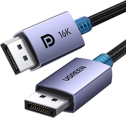 Picture of UGREEN 16K 6.6FT [VESA Certified] DisplayPort Cable 2.1 54Gbps | Support 8K@240Hz 1080P@540Hz HDR, HDCP, DSC 1.2a, Braided Display Port Cord Compatible FreeSync G-Sync Video Card Monitor