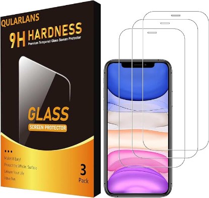 Picture of Qularlans 3 Pack Tempered Glass Screen Protector Compatible with iPhone 11/XR, 9H Hardness Shock Resistant Tempered Glass HD Ultra Clear
