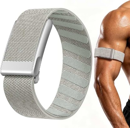 Picture of Getino Nylon Bicep Band Compatible with Whoop 5.0 Bands One, Peak and Life MG, Breathable Sport Adjustable Elastic Replacement Strap for Whoop Bicep Band 5.0 Fitness Activity Tracker, Starlight