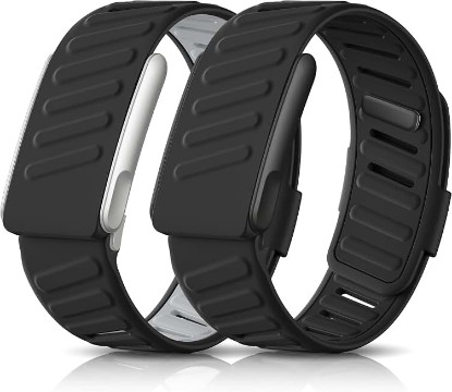 Picture of Getino 2 Pack Bands Compatible with Whoop 5.0 Bands One, Peak and MG/Life, Soft Silicone Breathable Waterproof Sport Adjustable Replacement Strap for Whoop Band 5.0 Women Men, Black/Blackgray