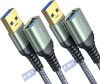 Picture of AINOPE USB Extension Cable 2Pack 6.6FT USB 3.0 Extender Male to Female Grey | 5Gbps High Data Transfer Cord for Printer Webcam Flash Drive Hard Drive Hub Keyboard Mouse Camera Playstation Xbox and More