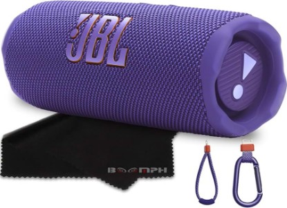 Picture of JBL Flip 7 Portable Bluetooth Speaker, IP68 Waterproof, Dustproof, Drop-Proof, PushLock System, AI Sound Boost, 16H Battery – Purple – Boomph's Comprehensive Ultimate Performance Cloth Solution