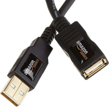 Picture of Amazon Basics USB-A 2.0 Extension Cable, Male to Female, 480Mbps Transfer Speed, 6.5 Foot, Black