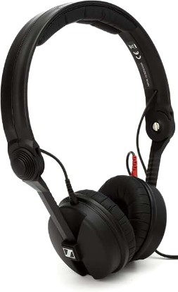 Picture of Sennheiser Pro Audio Professional HD 25 On-Ear DJ Headphones Black | Closed-back design with detachable cable and jack adapter for DJing, studio monitoring and sound reinforcement