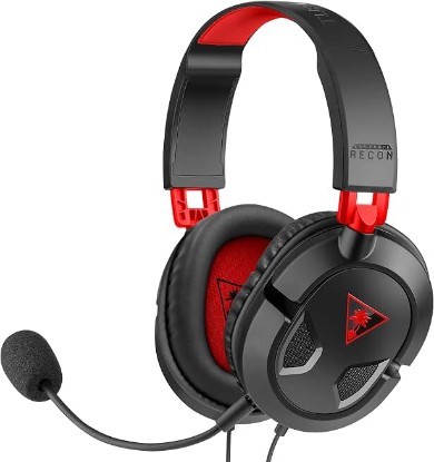 Picture of Turtle Beach Recon 50 Wired Multiplatform Gaming Headset for PC, PS5, Xbox | PlayStation, PS4, Xbox Series X|S, PC Splitter Cable, Removable Mic, 40mm Speakers, In-Line Controls, Lightweight, Black Red