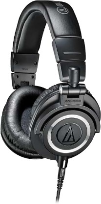 Picture of Audio-Technica ATH-M50X Professional Studio Monitor Headphones, Black, Professional Grade, Critically Acclaimed, with Detachable Cable | Includes 3 cables, pouch and 6.3mm adapter for monitoring, mixing and tracking