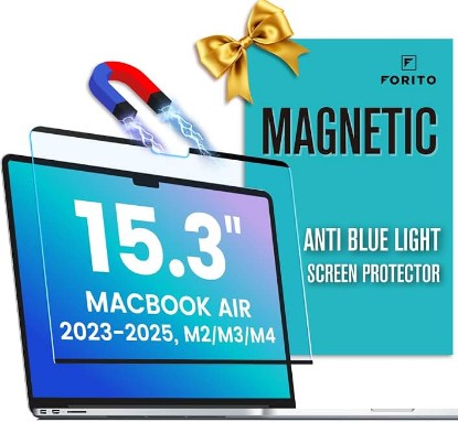 Picture of F FORITO Magnetic Anti Blue Light Screen Protector Compatible with MacBook Air 15.3 inch (2023-2025, M2, M3, M4), Bubble-Free Install, Removable & Reusable Anti Glare Matte Laptop Screen Shield
