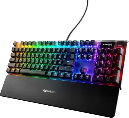 Picture of SteelSeries Apex 7 Mechanical Gaming Keyboard – OLED Smart Display – USB Passthrough and Media Controls – Linear , Quiet – RGB Backlit (Red Switch)