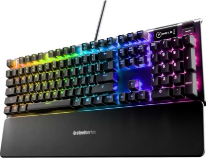 Picture of SteelSeries USB Apex 5 Hybrid Mechanical Gaming Keyboard – Per-Key RGB Illumination – Aircraft Grade Aluminum Alloy Frame – OLED Smart Display (Hybrid Blue Switch)