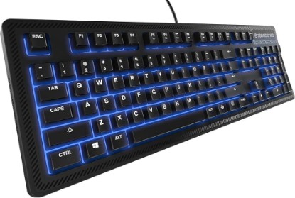 Picture of SteelSeries Apex 100 Gaming Keyboard - Tactile & Silent - Blue LED Backlit - Splash Resistant - Media Controls