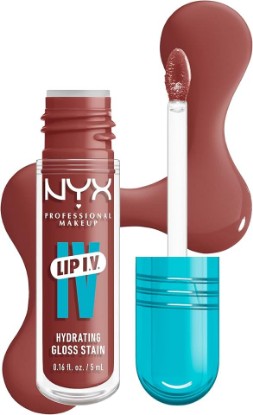 Picture of NYX PROFESSIONAL MAKEUP Lip IV Hydrating Glossy Lip Stain, Long-Lasting, Tinted, Vegan Formula with 12 HR Hydration - Hydra Honey (Brown)