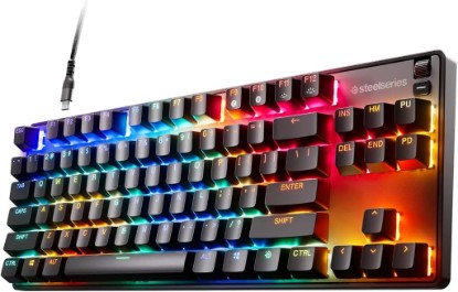 Picture of SteelSeries New Apex 9 Mini TKL, HotSwap Optical Mini Gaming Keyboard, 60 Percent Compact Design, Optical Switches, RGB, Double Shot PBT Keycap, Wired Keyboards for Computer PC Gaming (Renewed)