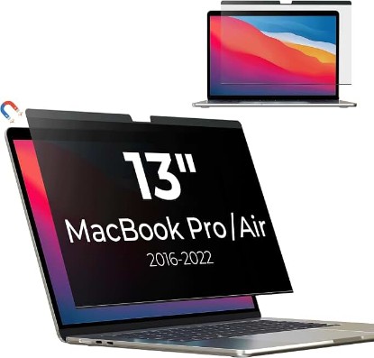 Picture of Panclincy Magnetic Privacy Screen Protector Compatible with Macbook Pro 13 Inch (2016-2022, M1, M2) / Macbook Air 13 in (2018-2021, M1), Removable Matte Anti Blue Light & Glare Protector Private Security Filter for 13inch Mac Laptop Shield