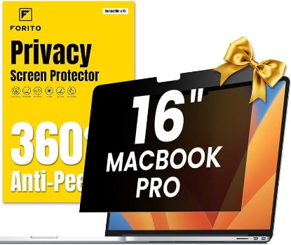 Picture of F FORITO 360° Privacy Screen Protector Compatible with MacBook Pro 16 inch (2024, 2023, 2022, 2021, M4, M3, M2, M1, Pro, Max), Anti Peeping Anti Glare Anti Blue Light Laptop Privacy Screen Shield