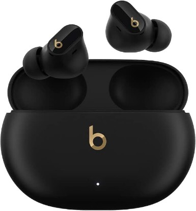 Picture of Beats Studio Buds + | True Wireless Noise Cancelling Earbuds, Enhanced Apple & Android Compatibility, Built-in Microphone, Sweat Resistant Bluetooth Headphones, Spatial Audio - Black/Gold | Includes charging case, USB-C cable and extra eartips for charging, fit and maintenance