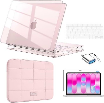 Picture of EooCoo for MacBook Neo Case 13 inch 2026 Model A3404, Crystal Blush | Crack & Scratch Resistant, Sturdy, Hard Shell Case & Sleeve Bag & Type C & Keyboard Skin & Screen Film, Mac Neo Accessories Global Recycled Standard
